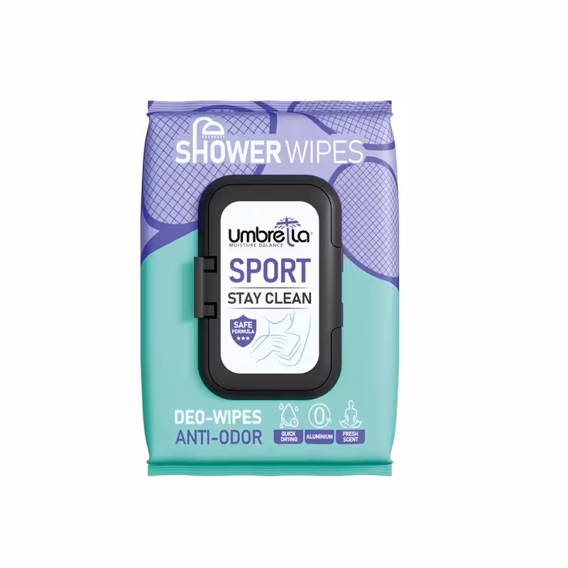 دستمال مرطوب خوش بو کننده بدن مدل SPORT آمبرلا بسته 50 عددی