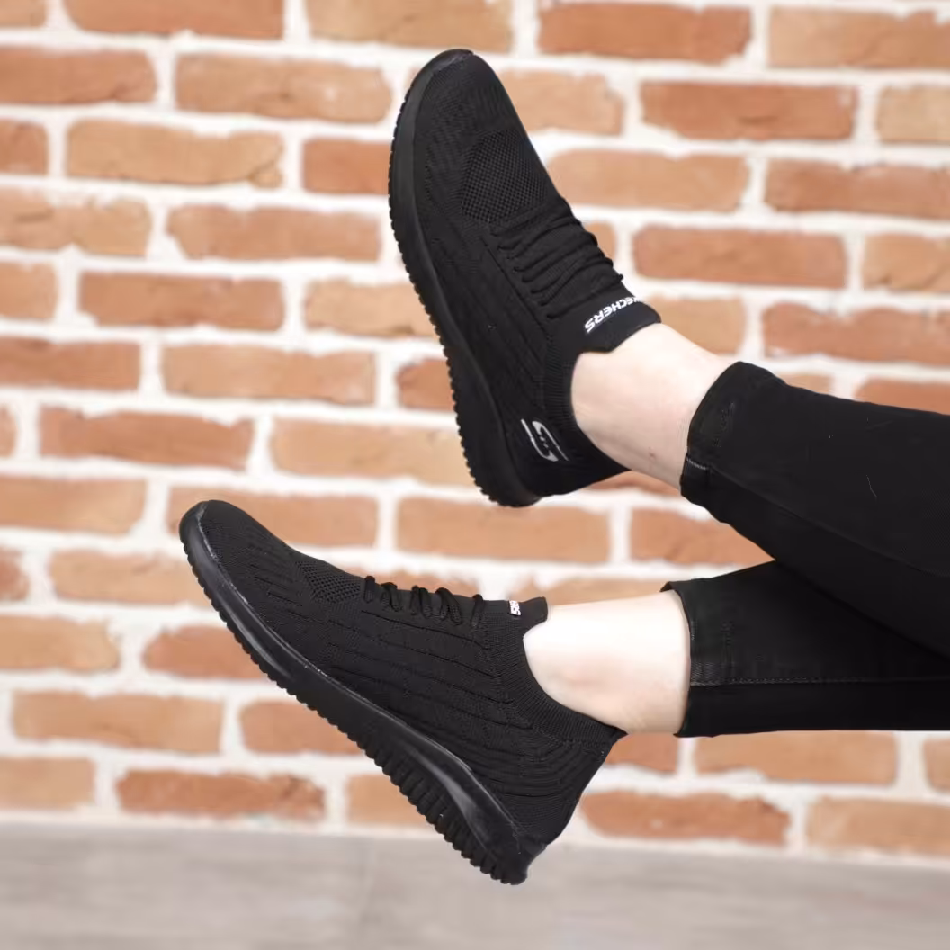 کتونی اسکیچرز بندی مشکی تمام