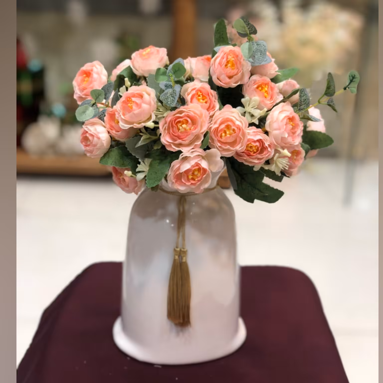 گل مصنوعی نسترن ، بوته 10 گل در 3 رنگ 
