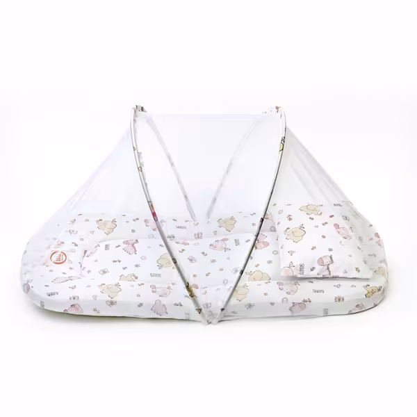 تشک پشه بند مسافرتی ایسیز طرح حیوانات صورتی