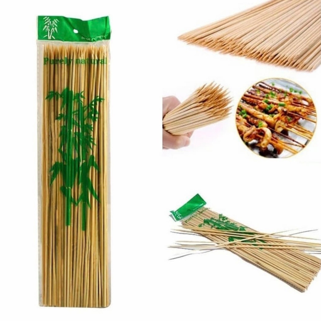 سیخ چوبی پر مصرف پر کاربرد سایز 25 سانت یکبار مصرف مناسب پخت کبابی و جگر و جوجه کباب ومیوه آرایی و مسافرت بسته 100 تایی