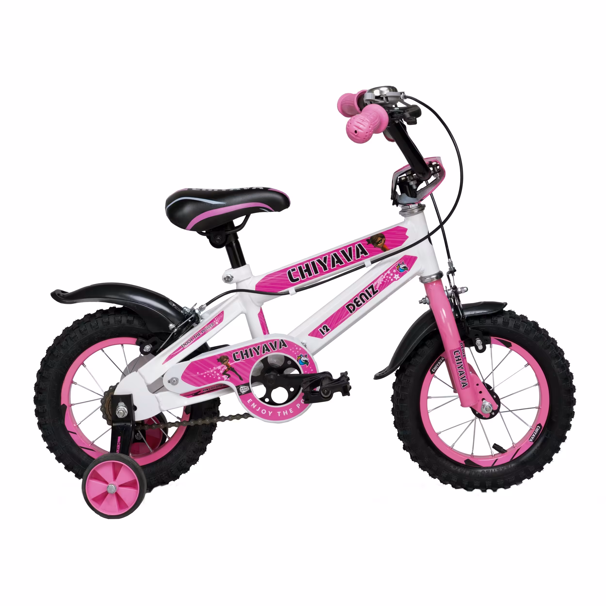 دوچرخه چیاوا مدل دنیز سایز 12 سفید صورتی