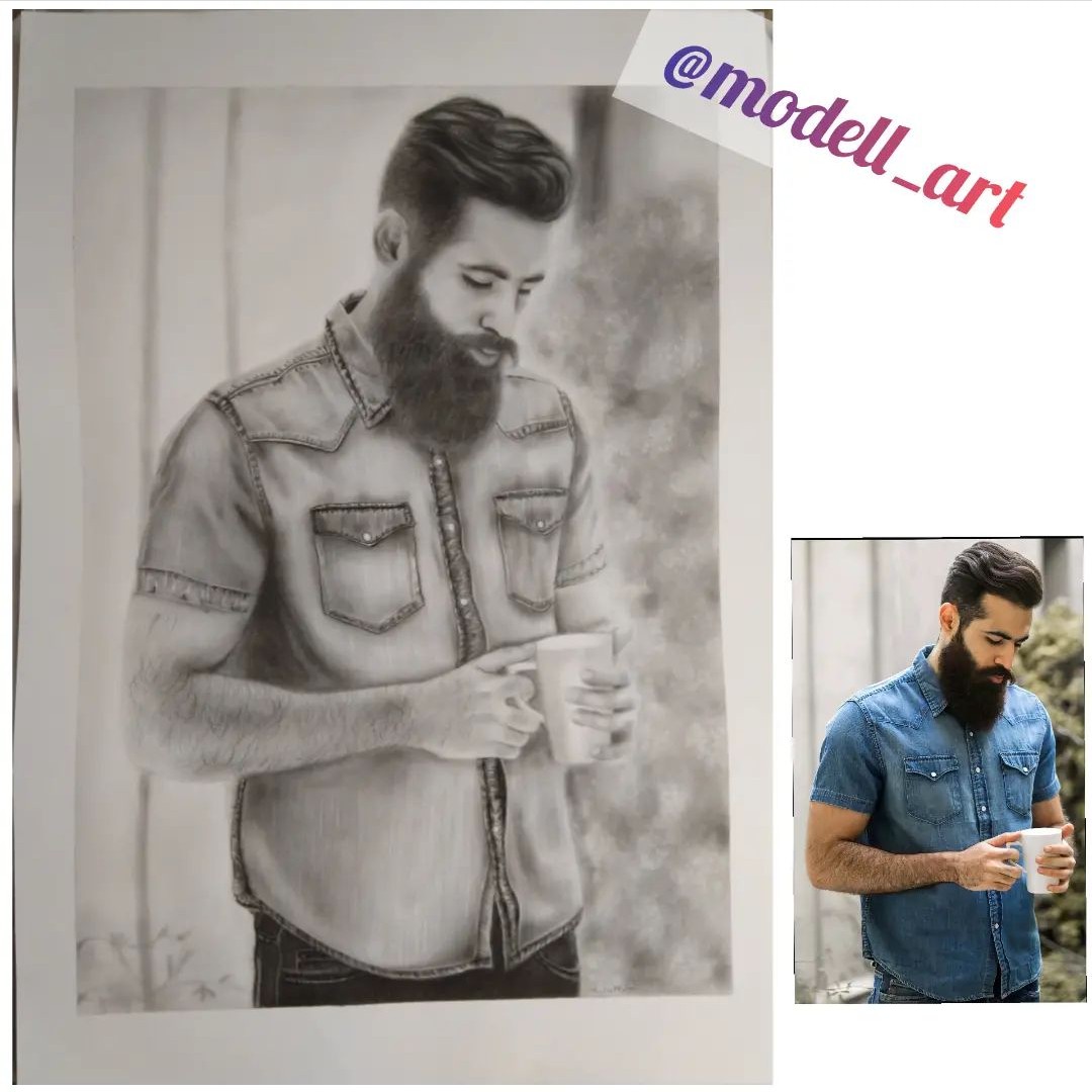 نقاشی چهره سیاه قلم