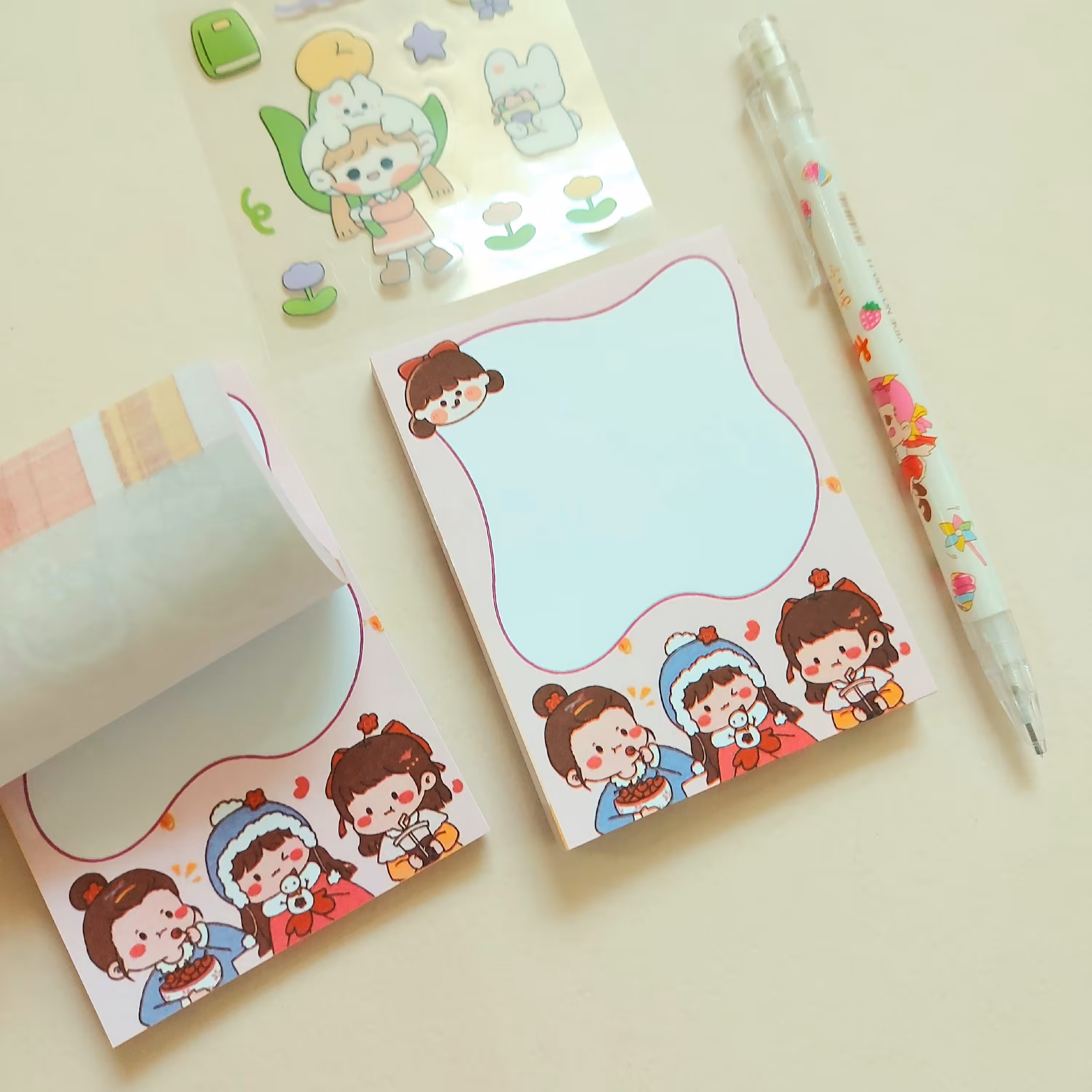 نوت پد کاغذ برگه یادداشت یاداشت فانتزی 80 برگ طرح دار روزانه دختران کوچولو دختر کیوت بامزه یک عدد