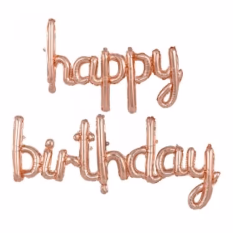 بادکنک فویلی هپی برثدی چسبیده رزگلد