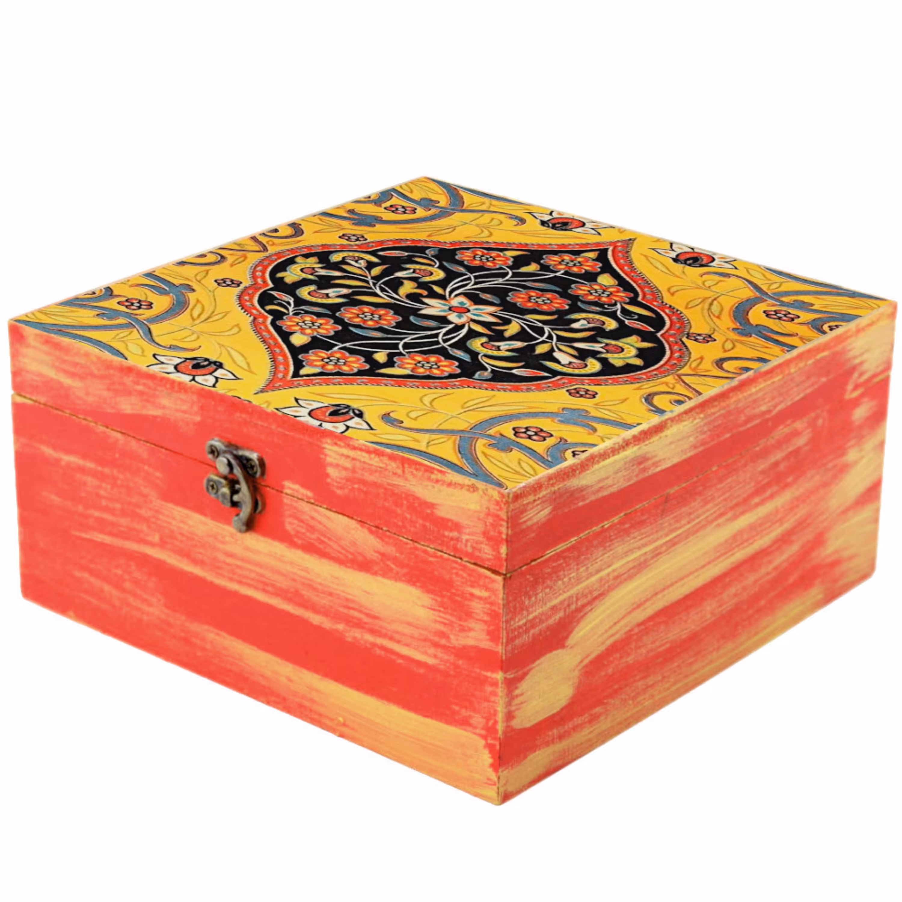 جعبه هدیه چوبی مدل سنتی طرح کاشی 16