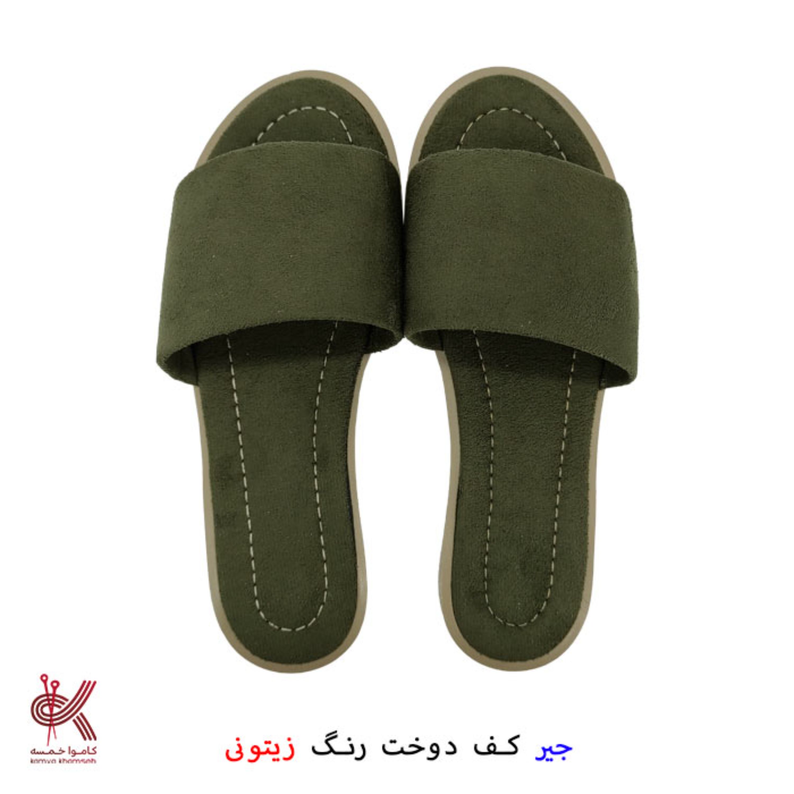 صندل جیر زنانه زیتونی 39 خام مناسب برای تزئین با مکرومه