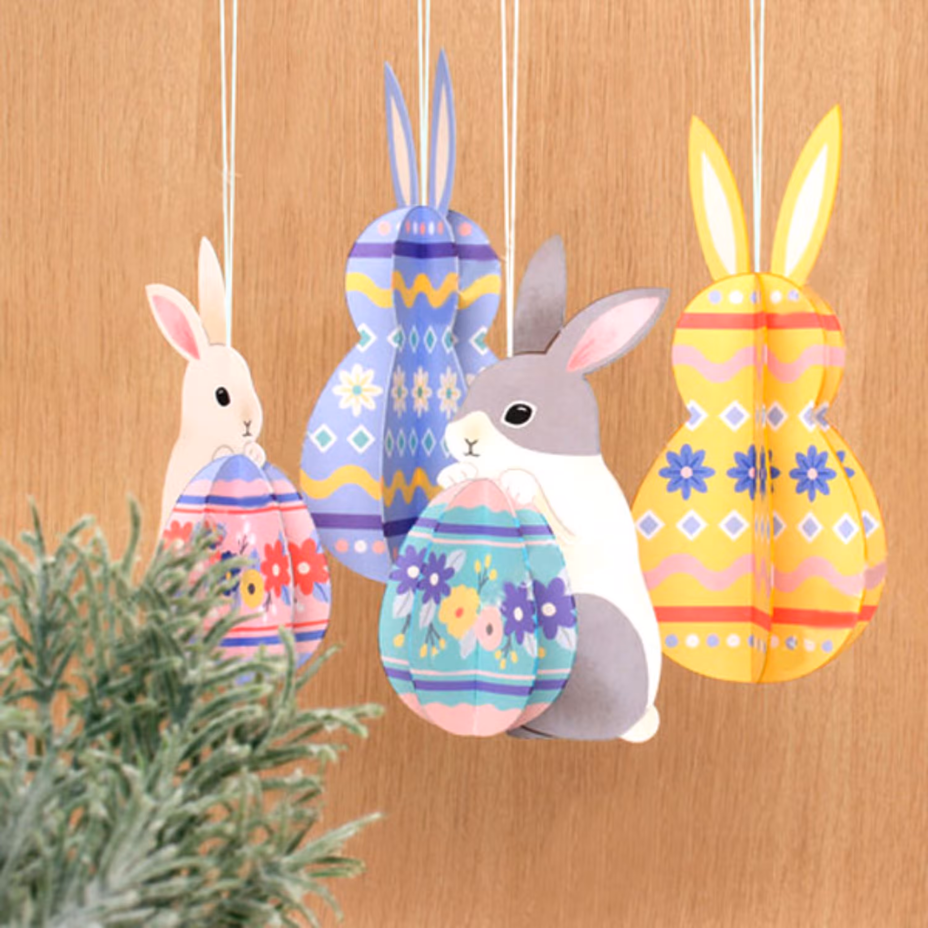 کاردستی آویز اتاق طرح خرگوش گل گلی و تخم مرغ