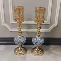 شمعدان دوتایی مدل 282450 رنگ آبی 