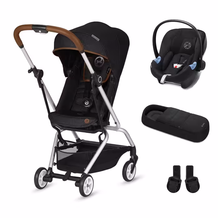 کالسکه سایبکس کابین سایز ایزی اس تویست با کریر ایتون 5 و گارد محافظ کالسکه و اداپتور نصب کریر برروی کالسکه رنگ مشکی cybex  eesy s twist/black