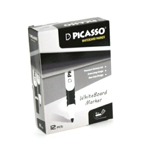 ماژیک وایت برد گریپ دار سر گرد پیکاسو مشکی (بسته 12 عددی)