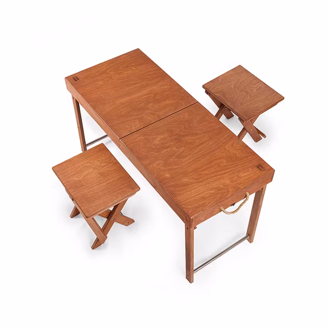 ست میز و صندلی چوبی چمدانی مدل دیپلمات (2 نفره)