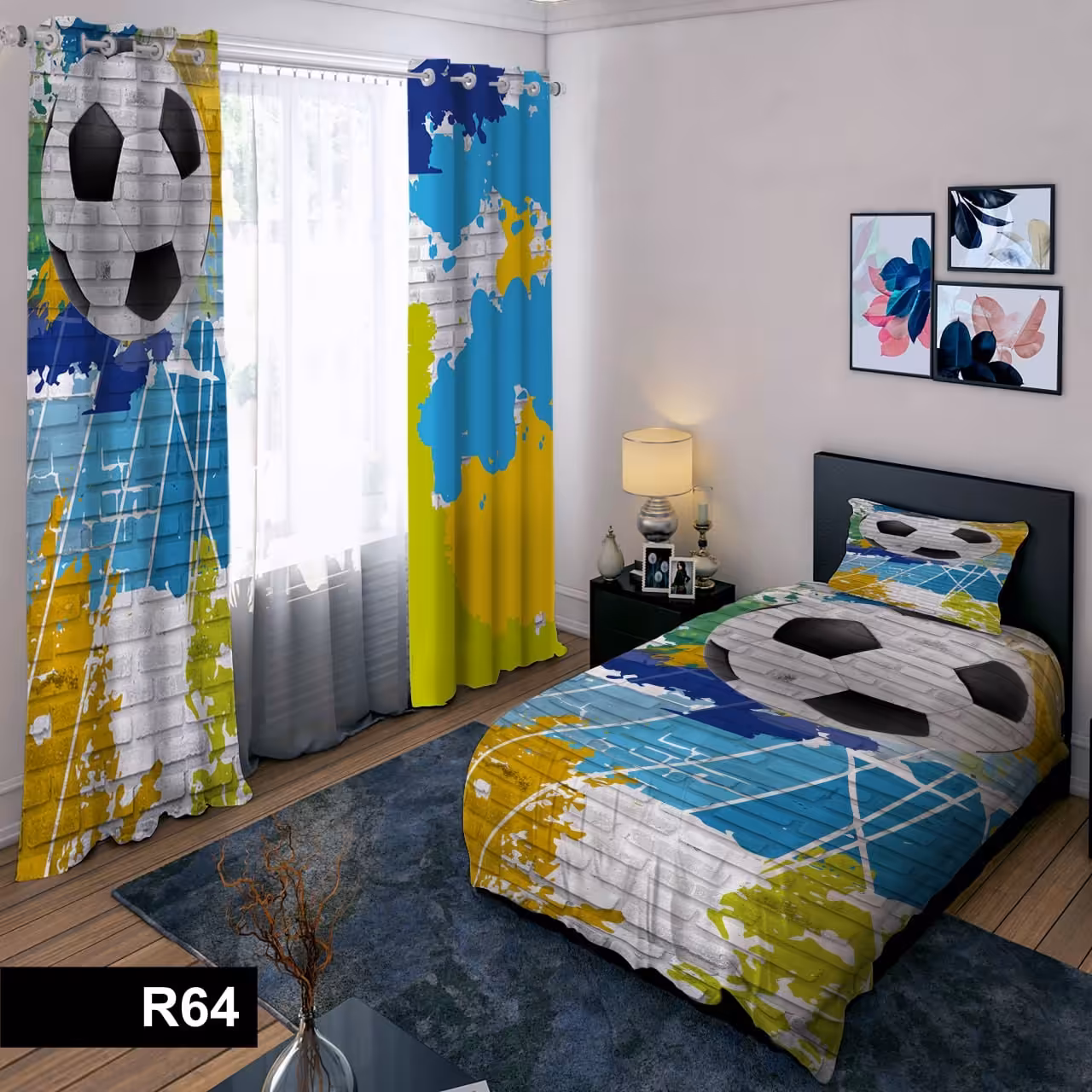 رو تختی یک نفره سه بعدی طرح فوتبالی