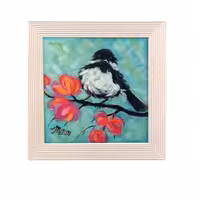 تابلو نقاشی اکرولیک روی بوم طرح  لحظه نو بهار  در ابعاد 22در 22سانتی متر