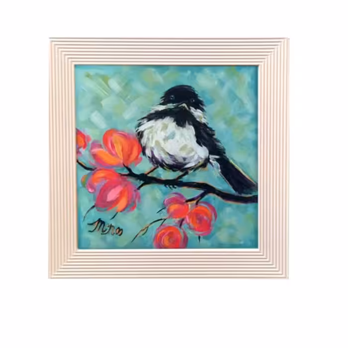 تابلو نقاشی اکرولیک روی بوم طرح  لحظه نو بهار  در ابعاد 22در 22سانتی متر