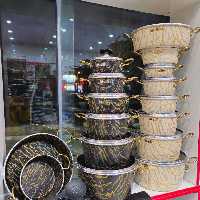 سرویس قابلمه گرانیتی ماموت 19پارچه طرح سنگی