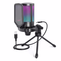 میکروفون گیمینگ کندانسر فای فاین A6V مدل RGB دار  FIFINE Gaming USB Microphone (پس کرایه)