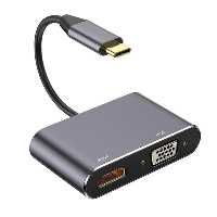 مبدل تایپ سی به HDMI-VGA کی نت 4K مدل K-COUC30HV
