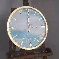 ساعت دیواری طرح روسی سفید ابی طلایی قطر 50   