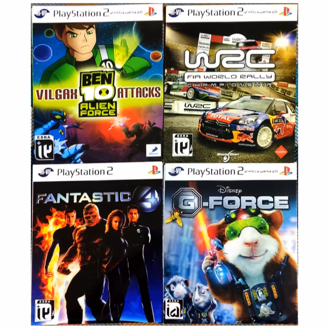 پک 4 بازی ps2 - wrc- g force - fantastic 4 - ben10