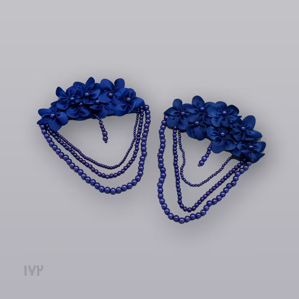 سردوشی تزیینی مجلسی آبی کاربونی جفتی