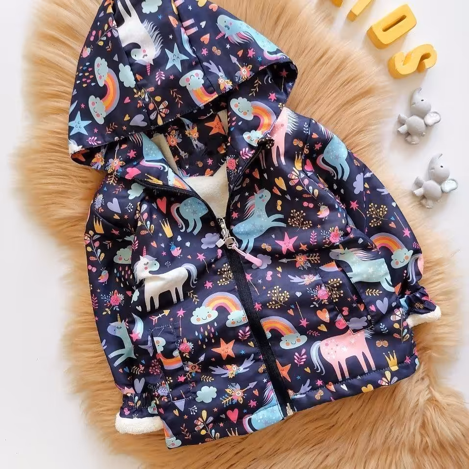 بارونی  بچه گانه اسپرت مموری داخل خز  مناسب  5 تا 12 سال تک شاخ 