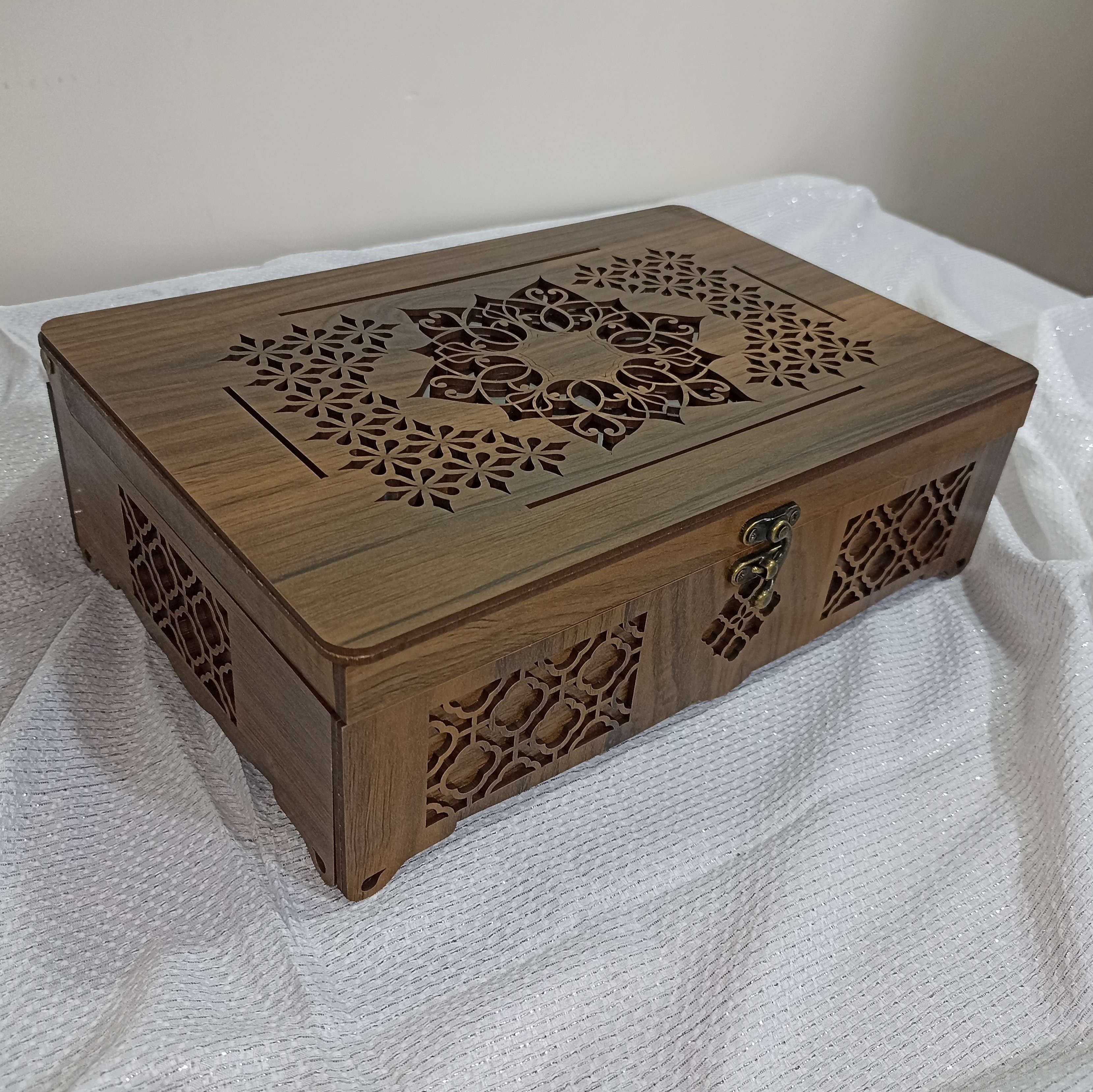 جا تی بگ و دمنوش چوبی طرح گل 2 لایه با استحکام بالا