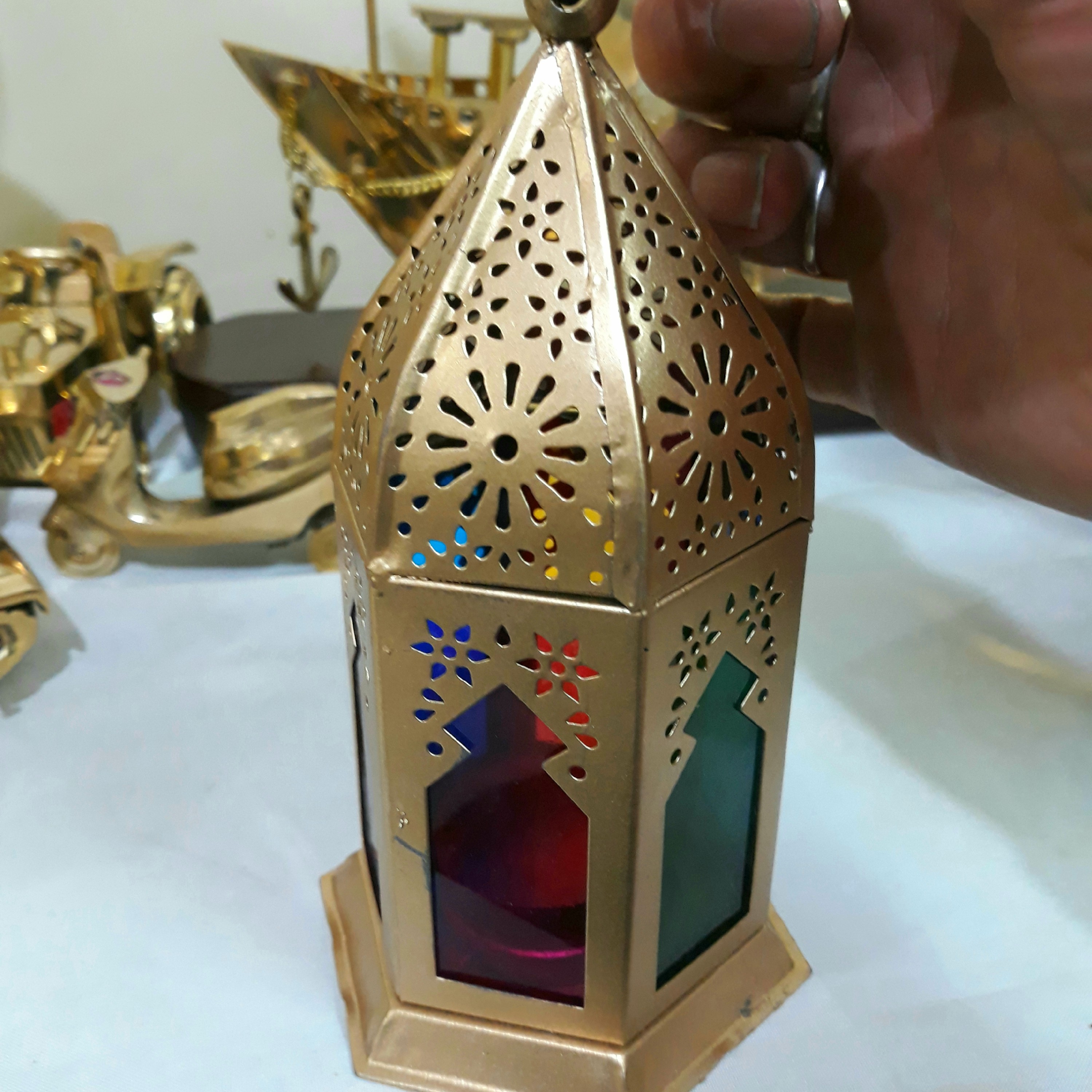 چراغ فانوس وارمری شیشه رنگی هندی زیبا وخاص تزیینی دکوری خاص