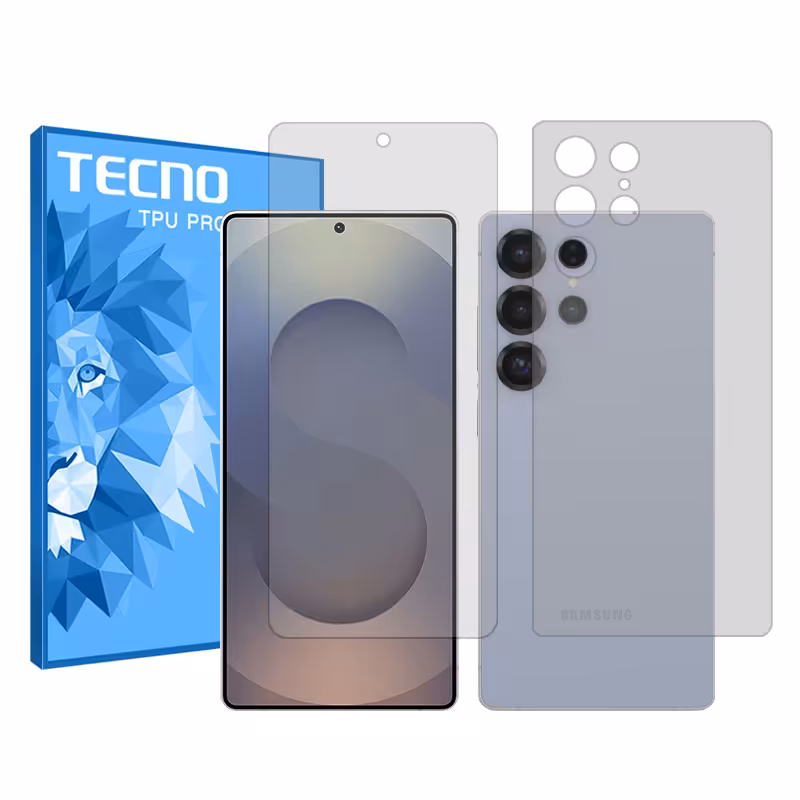 گلس صفحه نمایش و پشت گوشی سامسونگ Galaxy S25 Ultra مدل هیدروژلی شفاف برند تکنو کد SS