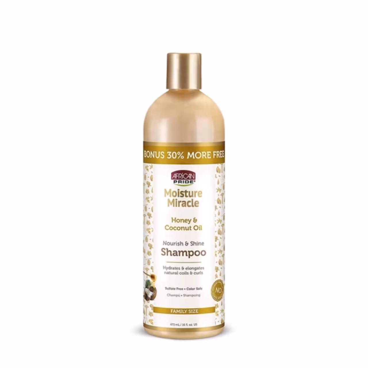 شامپو مو آفریکن پراید مدل عسل و روغن نارگیل مناسب انواع مو حجم 473 میلی لیتر