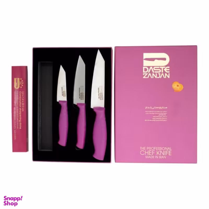 ست کارد آشپزخانه استیل 4 پارچه ثمین دست زنجان مدل 004