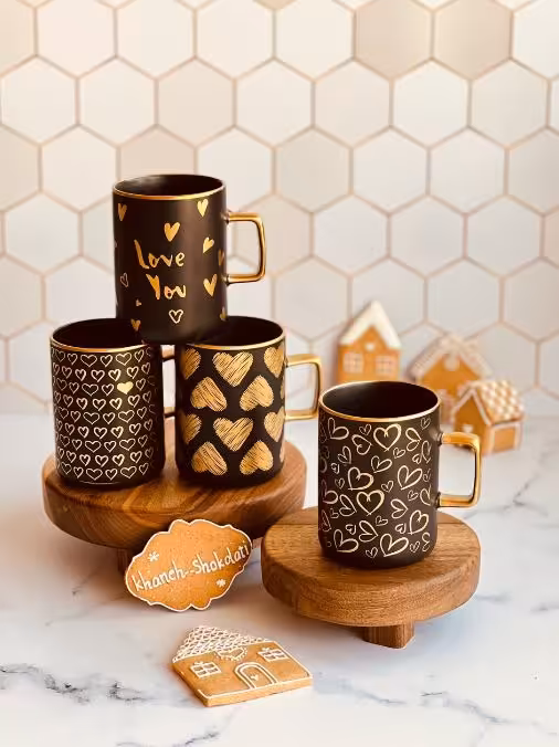 ماگ مینیمال مشکی طلایی