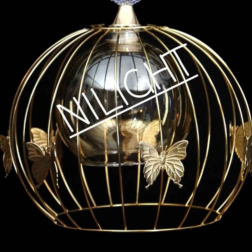 لوستر آویز تک شعله پروانه با آرکاری فورتیک و حباب دانه 18