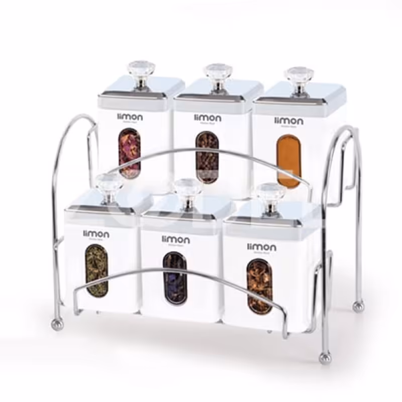 ست ادویه 6عددی 4گوش درب شفاف