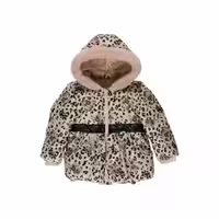 کاپشن مخمل دار دخترانه نوزادی مدل Baby طرحدار پلنگی