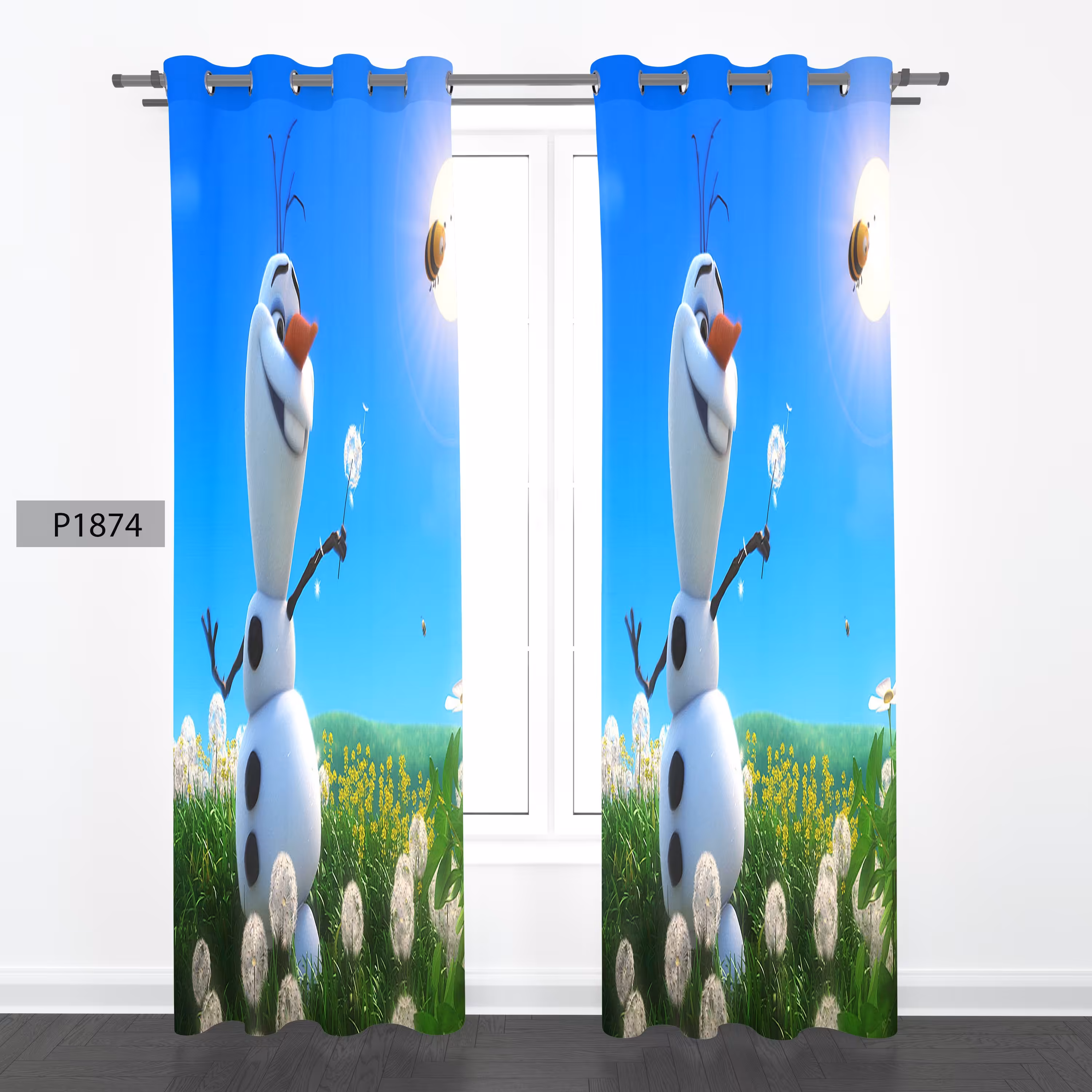 پرده هازان چاپی دو قواره دوخته شده پانچ شده هر قواره عرض 140ارتفاع190کد1874