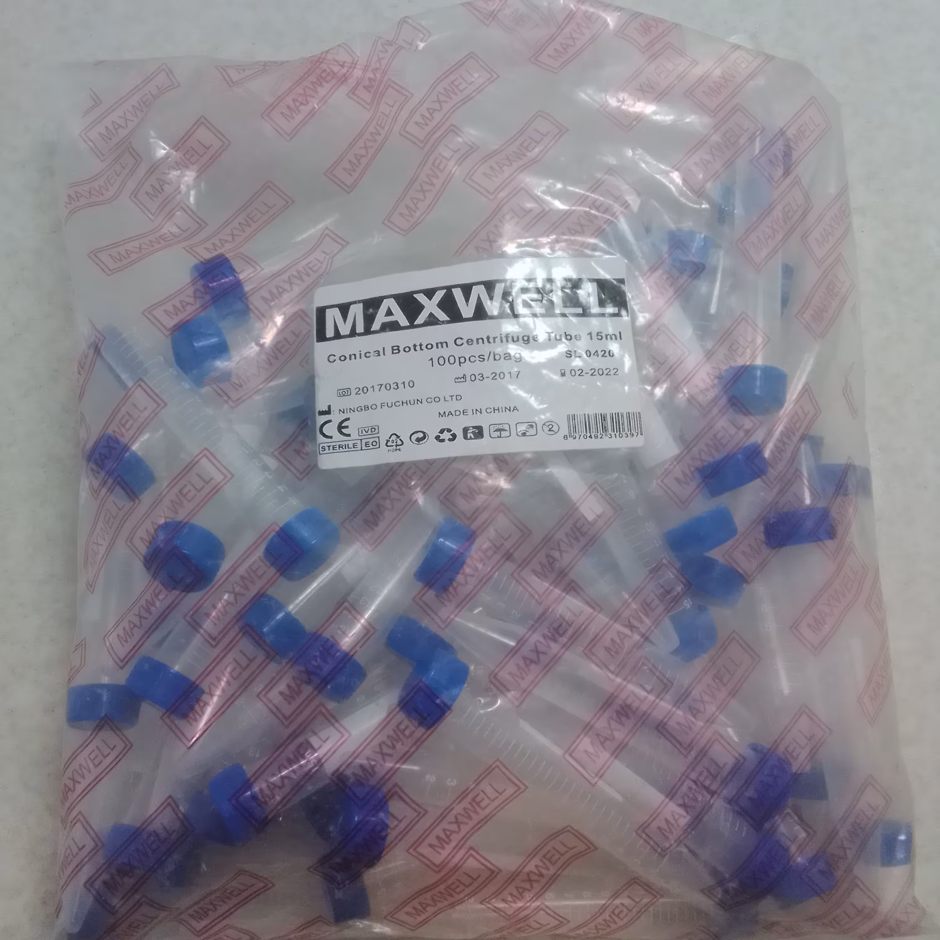 لوله فالکن 15 سی سی استریل مکس ول بسته 100 عددی  Maxwell