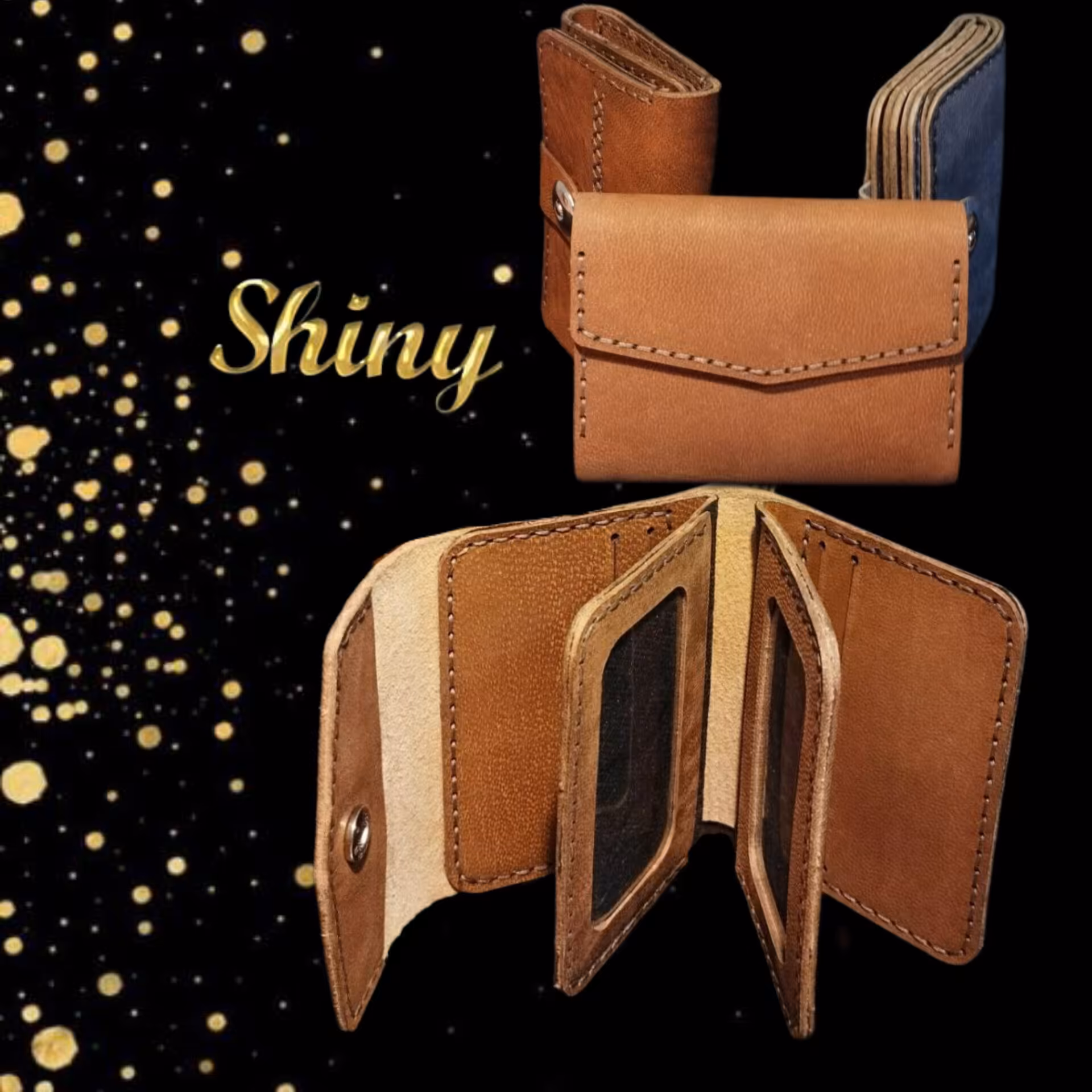 کیف جا کارتی چرم طبیعی  و دست دوز کد 5