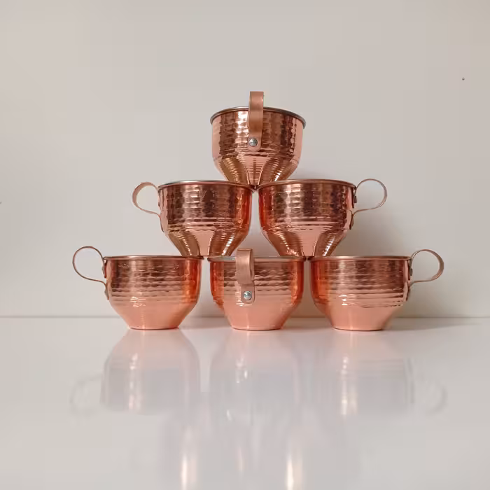 فنجان مسی طرح کوزه ای 6 عددی نانو شده