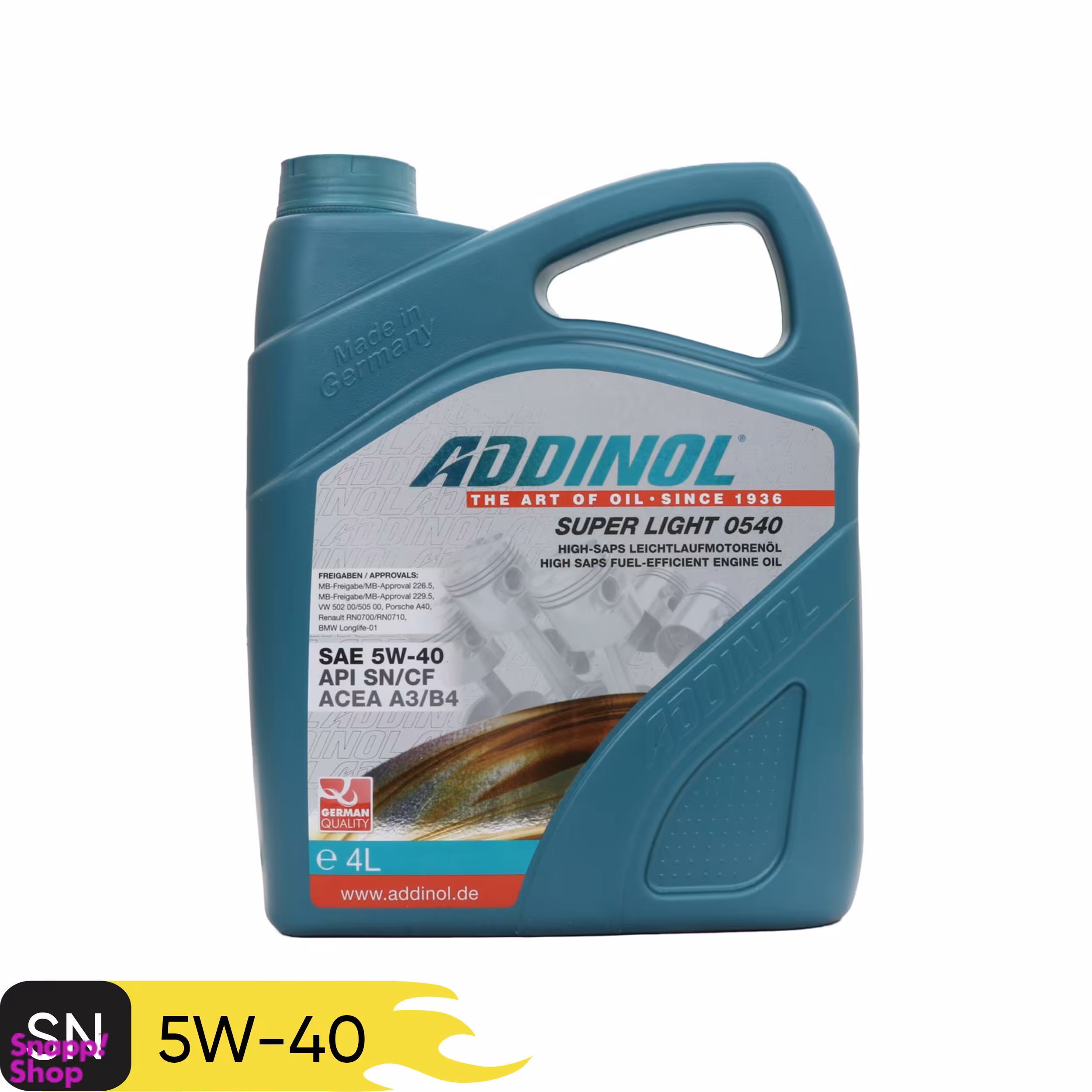 روغن موتور ادینول مدل Super Light 0540 ظرفیت 4 لیتر