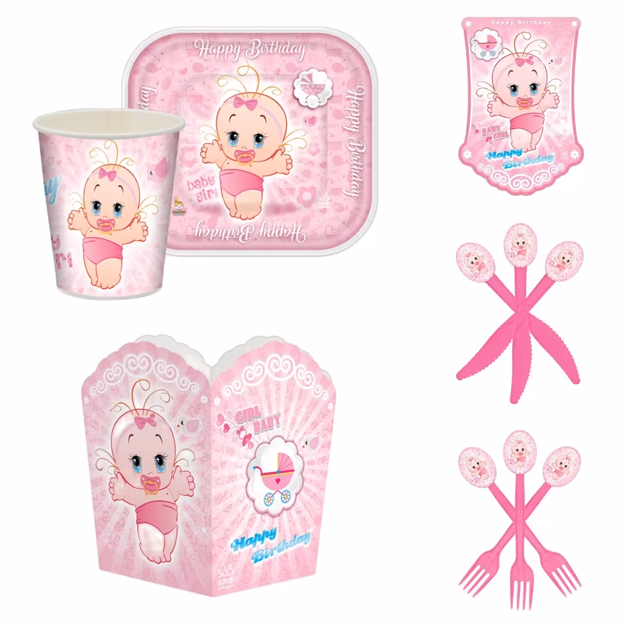 مجموعه 59 عددی تم تولد طرح نوزاد دختر مدل BG