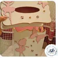 ست جعبه دستمال و سطل زباله اتاق کودک چوبی  