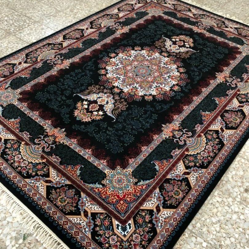 فرش 700 شانه اصل  12 متری طرح الیسا سرمه ای تراکم 2550