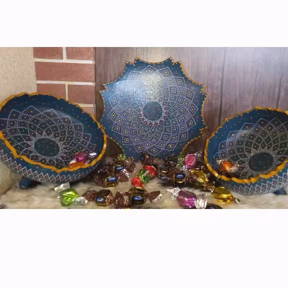 ست شکلات خوری شیرینی خوری میوه خوری نقطه کوبی سفالی سنتی