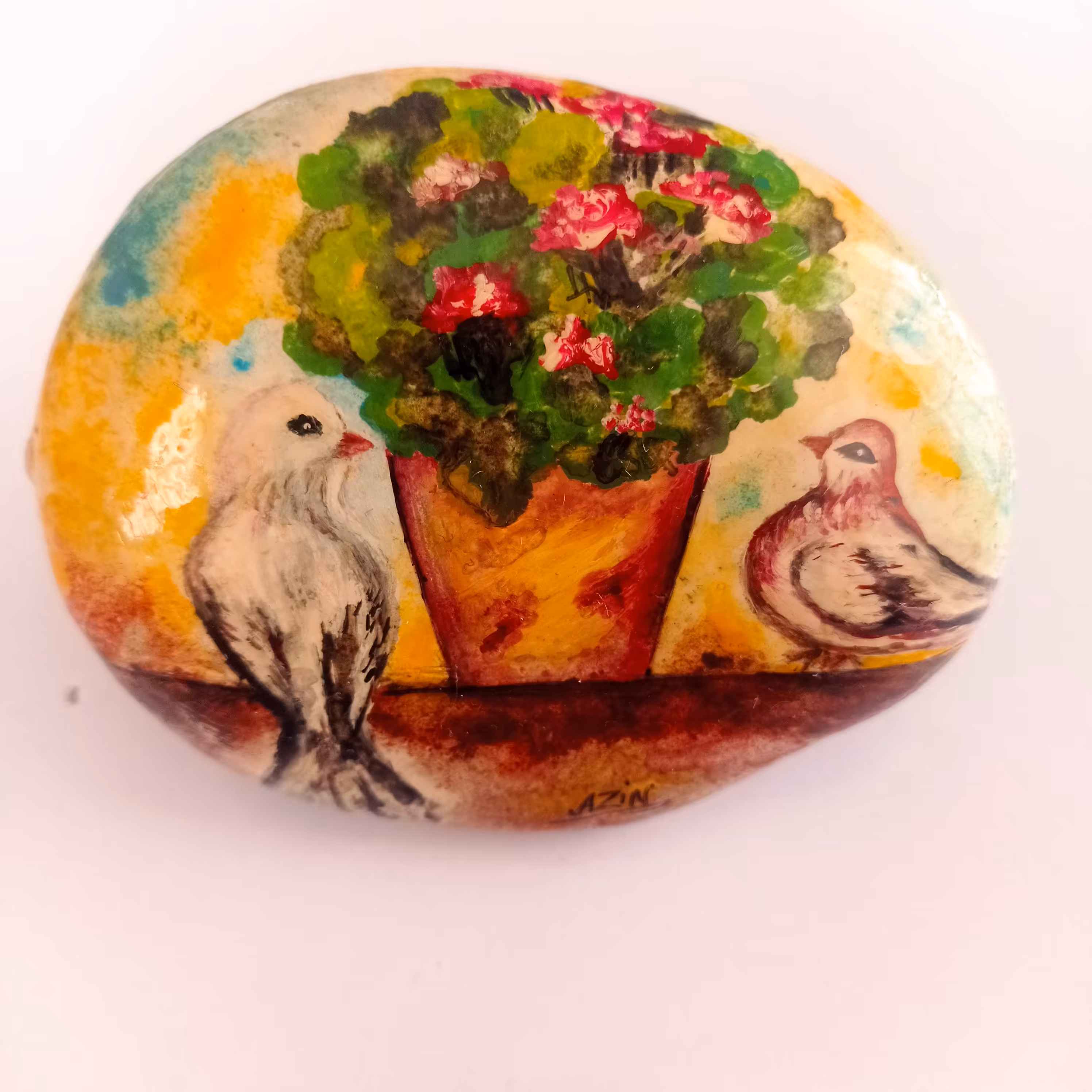 نقاشی روی سنگ ،وزن200گرم طول7س،عرض8س