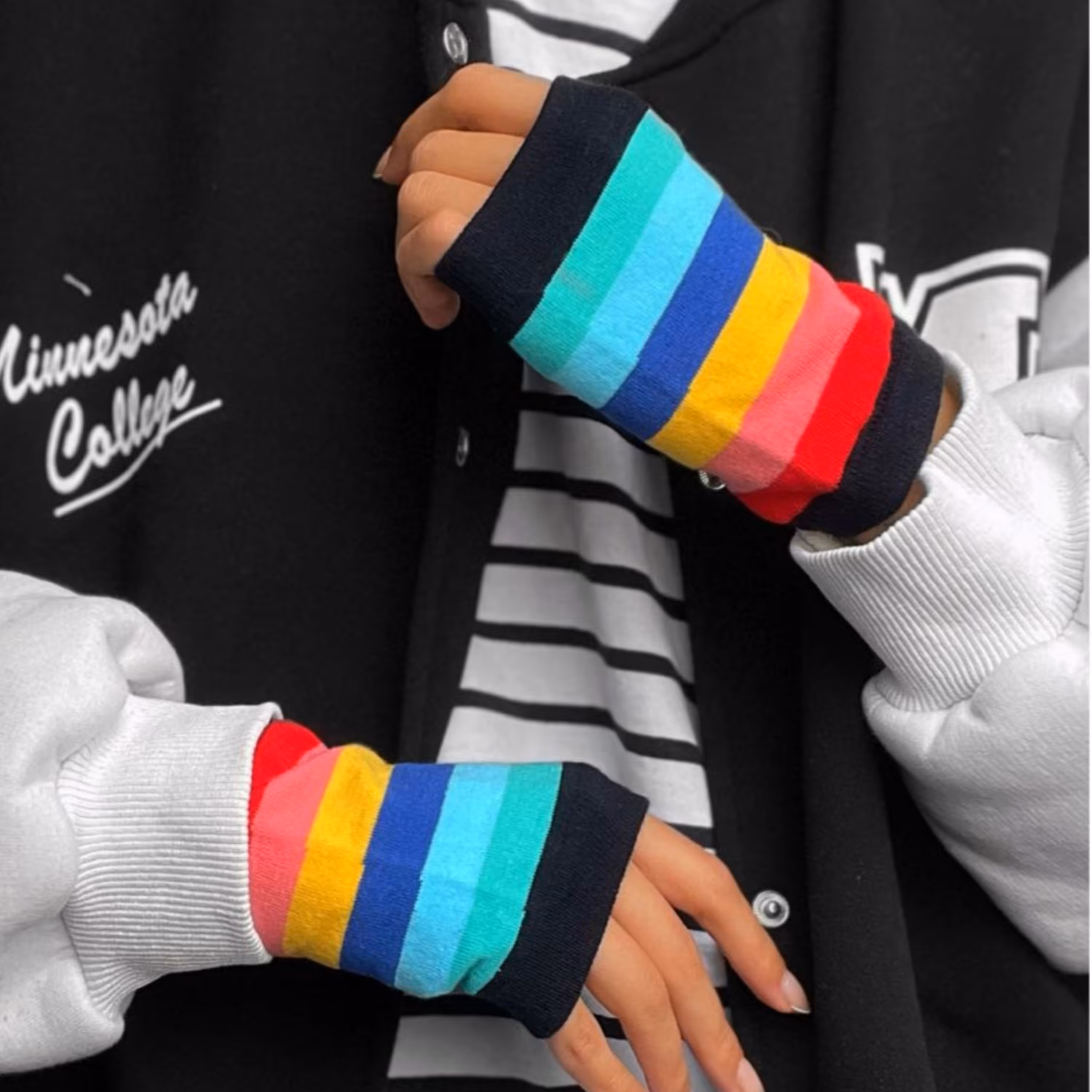 دستکش کلاسیک لاانگشتی رنگی رنگی