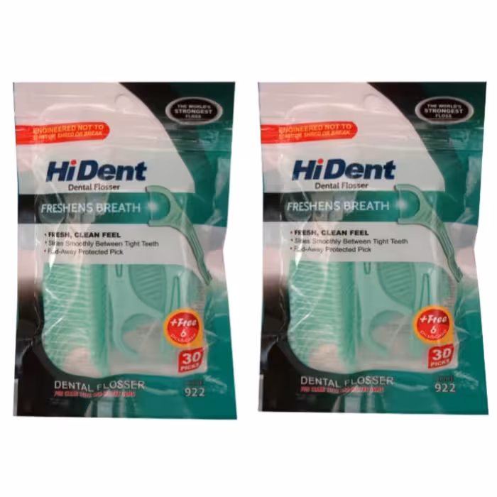 نخ دندان های دنت کد 922  دو بسته 36 عددی نخ دندان هایدنت کمانی دسته دار همراه خلال دندان 2 بسته  36 عددی مسواک خانه سلام