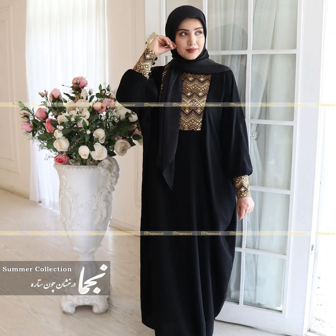  عبا زنانه مشکی با جنس کرپ عبایی فری سایز (طرح زرین)