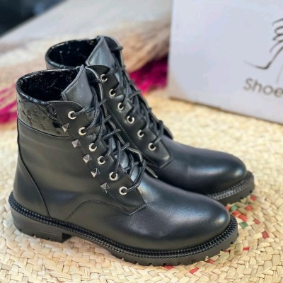 نیمبوت هرمی پوتین نیم بوت کفش چرم چکمه لژدار طبی زنانه دخترانه هجده