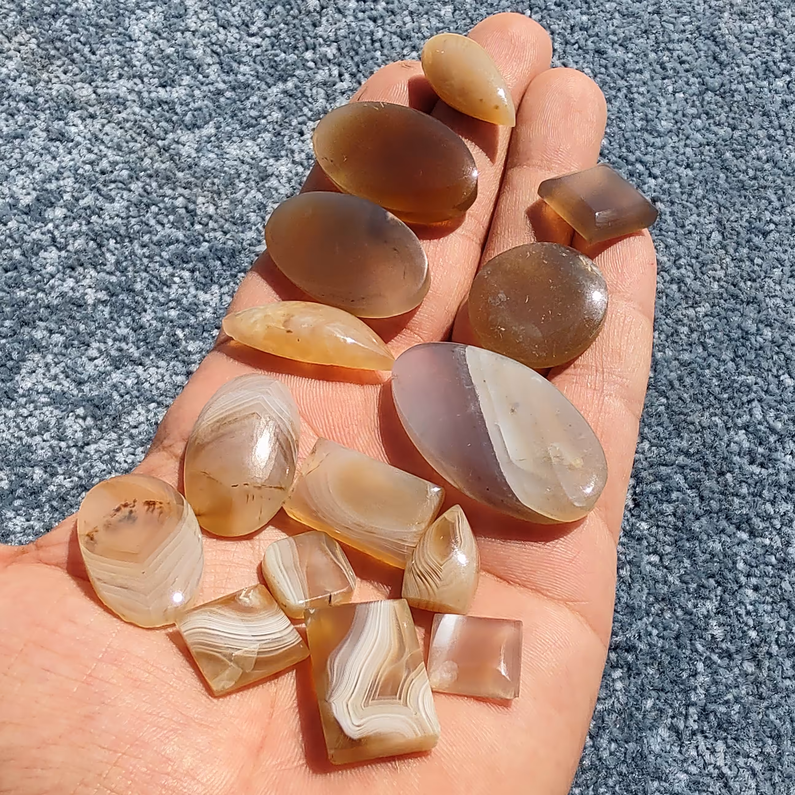 15 عدد نگین عقیق عسلی